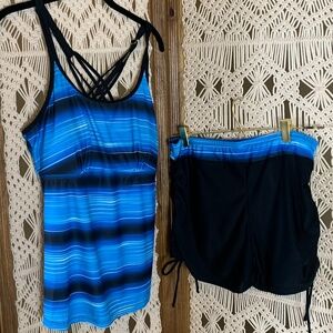 NWT Yonique Tankini Swimsuit‎ with Shorts Two Piece XL